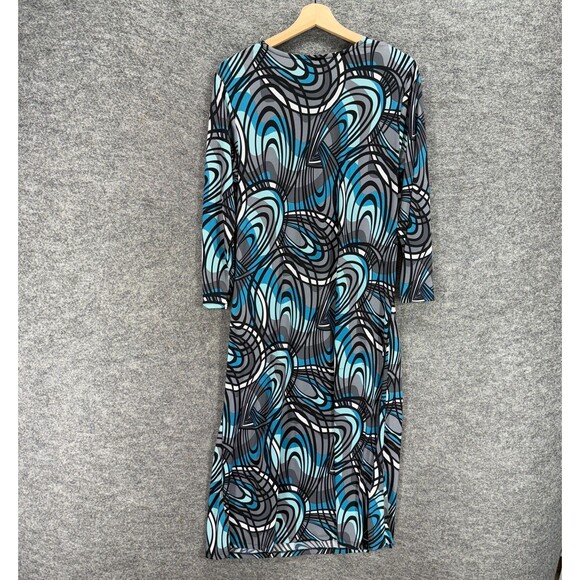 Liz Lange Dress Woemn L Maternity Gray Geometric Maxi Long V-Neck Long Sleeve - Picture 2 of 7